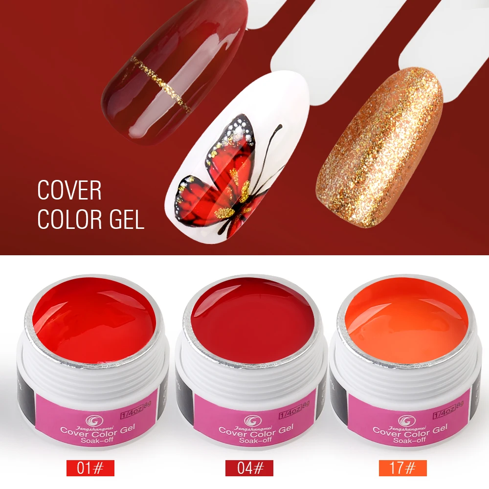  fengshangmei Pure Color Painting Gel for Nail Art Design Drawing Gel Nail Polish Soak Off UV Led La