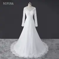 Vestido de noiva 2018 แฟชั่นสายลูกไม้ชุดแต่งงานแขนยาว vestido de Noiva manga longa trouwjurk