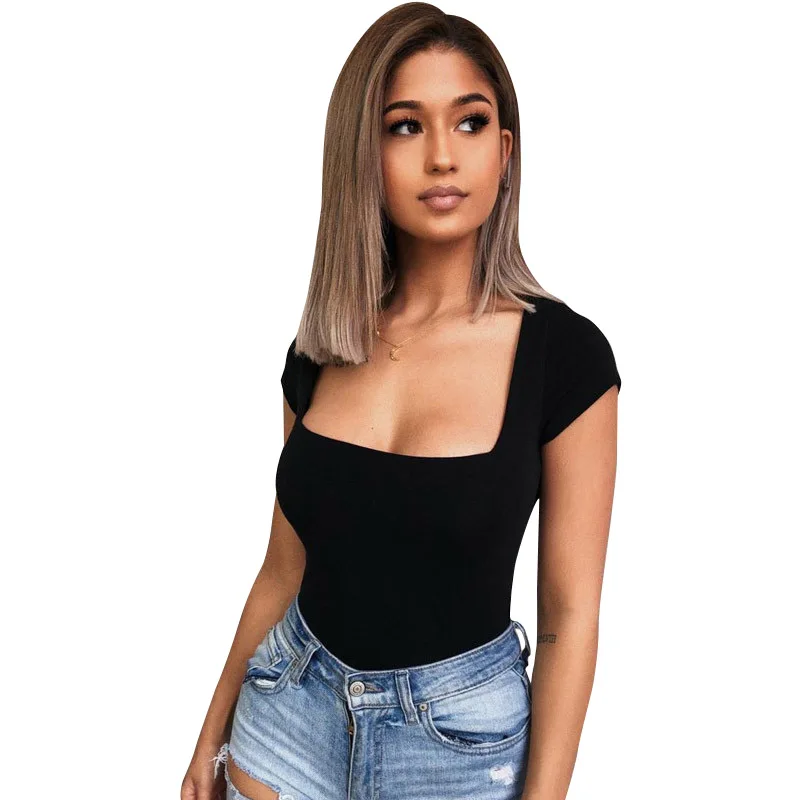 

2020 Fashion Womens Sexy Club Bodycon Bandage Bodysuits Female Hot New Summer High Waist Short Sleeve Triangle Jumpsuits Teddies