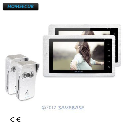 

HOMSECUR 7" Wired Hands-free Video Door Phone Intercom System+Silver Camera 2C2M
