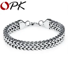 OPK Pulseras de Hombre Ocasional Motocicleta de Doble Capa de Acero Inoxidable de 12mm Ancho 23.5 cm Largo Deportes Joyería de Los Hombres GS791
