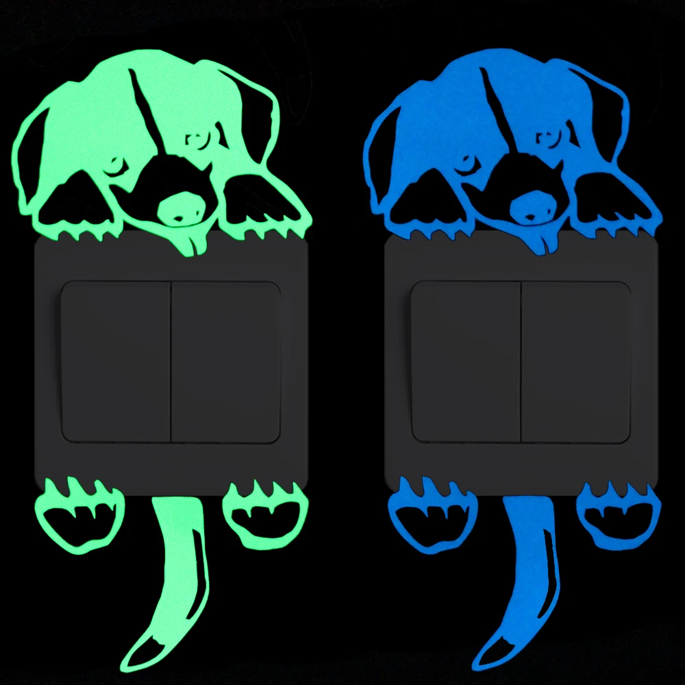 

Cartoon Dog Luminous Switch Sticker Home Decor Animal Wall Stickers Children Room DIY Decoration Glow in the Dark Decal Stickers
