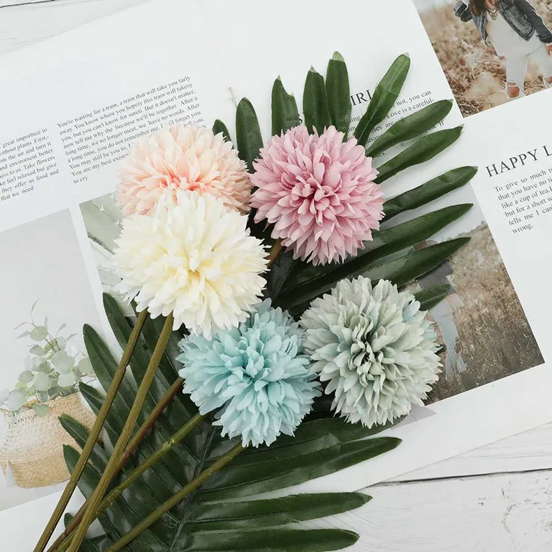 

Artificial Silk Dandelion Flower Ball Home Bedroom Table Decoration Fake Flower Wedding Hand Holding Flower Birthday Gift 1pc