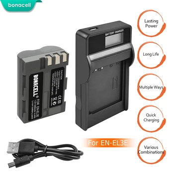 

bonacell 2.0Ah EN-EL3e EN EL3e EL3a Camera Battery + LCD Charger for Nikon D300S D300 D100 D200 D700 D70S D80 D90 D50 L10