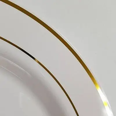 60 шт./лот 10," Белая Золотая оправа пластиковая обеденная тарелка круглая тарелка Свадебные тяжелые вечерние праздничные Первичная пластина