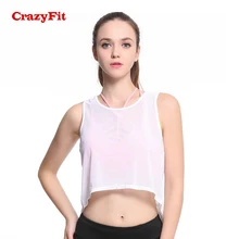 CrazyFit сетчатый спортивный топ для Фитнес Костюмы рубашки женские спортивная Женская Бег Спортивный танк УРОЖАЙ йоги топы Activewear