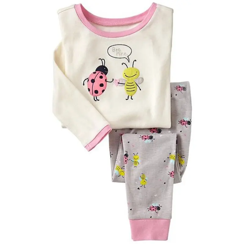 Brand Cartoon Cotton homewear pajamas Kids Baby Girls underwear Set Spring Autumn Sleepwear Children sleeping suits dr5t6