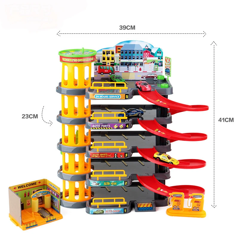 

3D Car Parking lot 5 layer building Puzzle Assemble Car Toy DIY Slot Model toys for kids