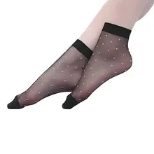 10 пара/лот классные дышащие летние стильные сексуальные черные одноцветные носки в горошек Женские нейлоновые носки для девочек