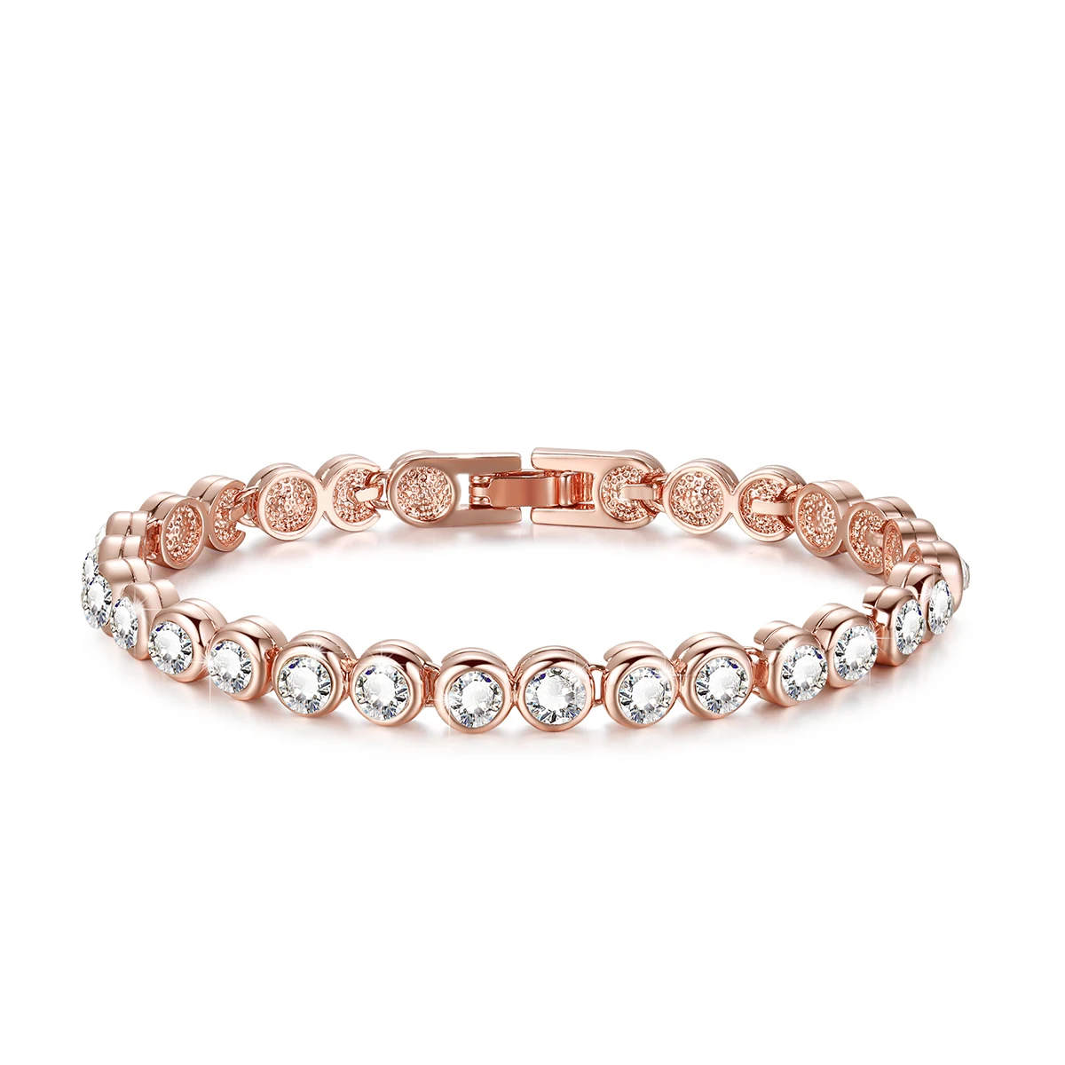 

18k Rose Gold Bracelet with Cubic Zirconia Bracelet,Tennis Bracelet [18cm/7inch] Christmas Mother's Day Valentines Gifts