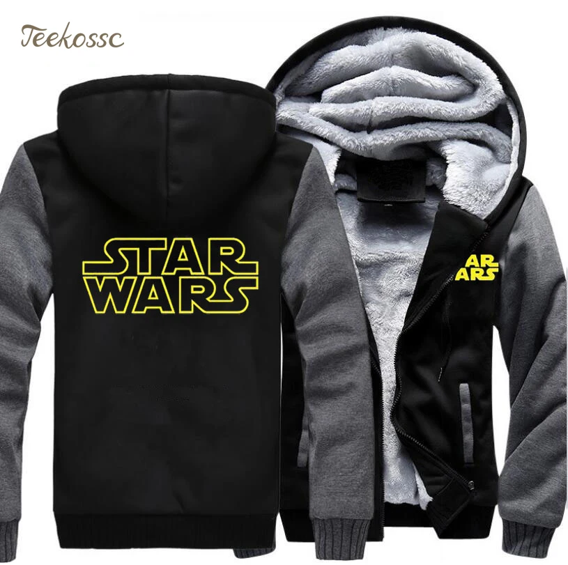 Star Wars Hoodie Sweatshirt Men 2018 New Fashion Winter Warm Fleece Thick Zipper Hooded Hoodies Jackets Hoody Male Plus Size 5XL