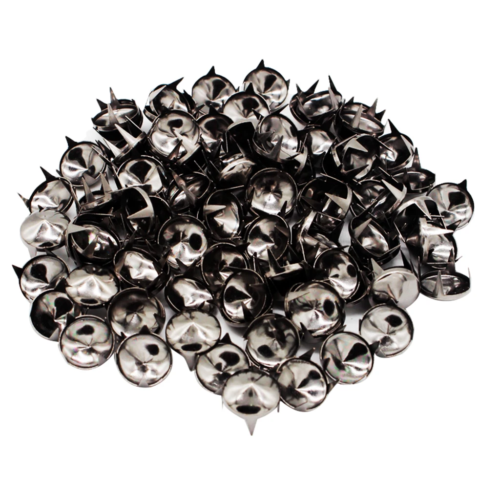 fityle 100Pcs Round Cone Rivets Metal Studs Spots Gothic DIY Leathercraft 12mm Black For Bags Clothes Hats Decor
