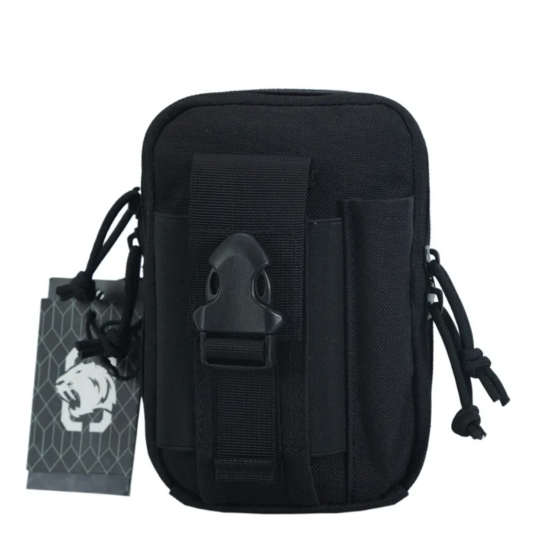 OneTigris тактическая Сумка MOLLE, Оригинальная Сумка EDC, Универсальный гаджет, стальная Сумка-воробей, переносная, для ежедневного использования, поясная сумка, карманный органайзер - Цвет: Черный цвет