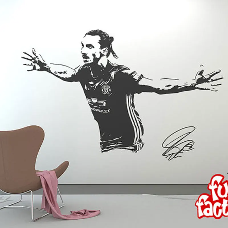

Zlatan Ibrahimovic Wall Decal Sticker Football Soccer Player Sweden Creative Vinyl Sports Home Decal Boys' Room Decoration
