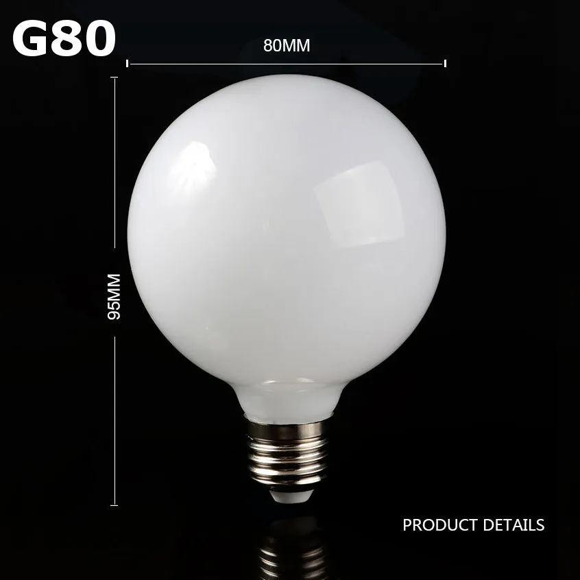 Винтаж Edison светодиодная лампа, лампы накаливания лампа 4 Вт 470lm 2700 K мягкий белый лампа накаливания эквивалентную замену модернизации Декор лампа в античном стиле - Цвет: G80 White