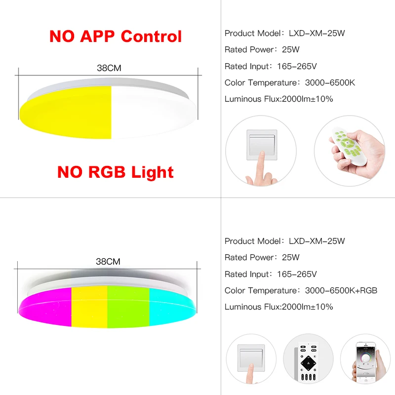 Современный светодиодный потолочный светильник 25 W Smart Remote Управление RGB затемнения Цвет Изменение лампа для гостиной Спальня AC165-265V