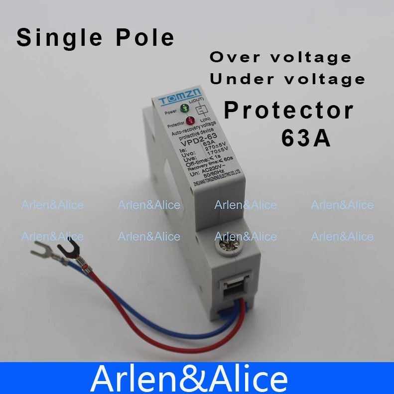 63A 230V single pole automatic recovery reconnect over voltage and under voltage protective device protector protection relay цена 63A 230V single pole automatic recovery reconnect over voltage and under voltage protective device protector protection relay цены онлайн