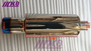 

63mm inlet/102mm Outlet Universal 304 Stainless Steel Burned Blue Silencer exhaust pipe car muffler (Diameter: 141MM)