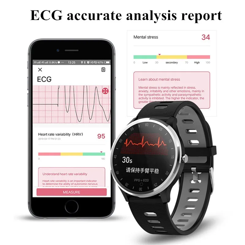 ONEVAN A9 Smart Watch ECG PPG Heart Rate Blood Pressure Oxygen Monitor Wristband Waterproof Activity Tracker Fitness Bracelet