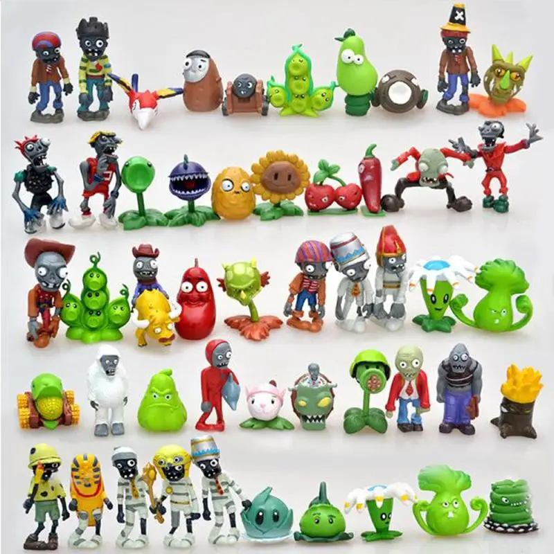 50 pçs/lote Plants vs Zombies Figura PVZ Brinquedos 3 8 cm Conjunto