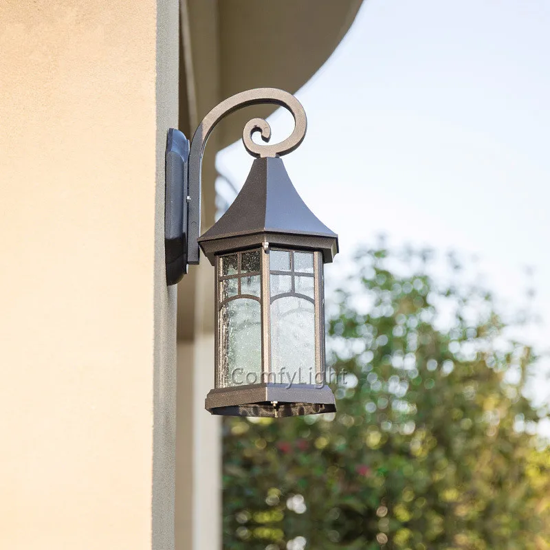 Sconce da Lâmpada de Vidro do Vintage Lâmpada de Parede ao ar Pátio com Jardim Varanda à Prova Iluminação de Parede Livre Levou Villa Designer Real Casa - Pátio d' Água 5 Cheap Luminárias de parede externas