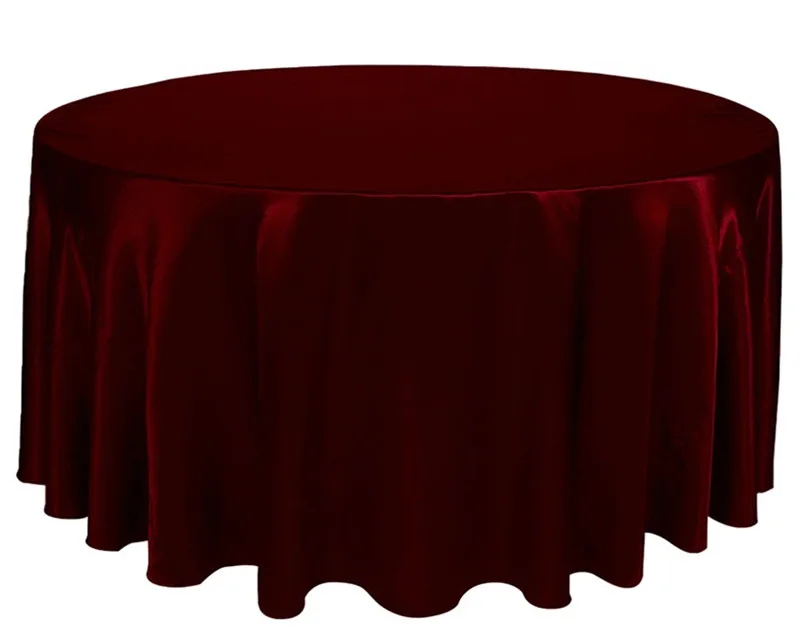 10 шт. дешеввых серебряных круглых атласные скатерти на банкетный стол свадебные скатерти для дома вечерние мероприятие отель украшения - Цвет: Burgundy