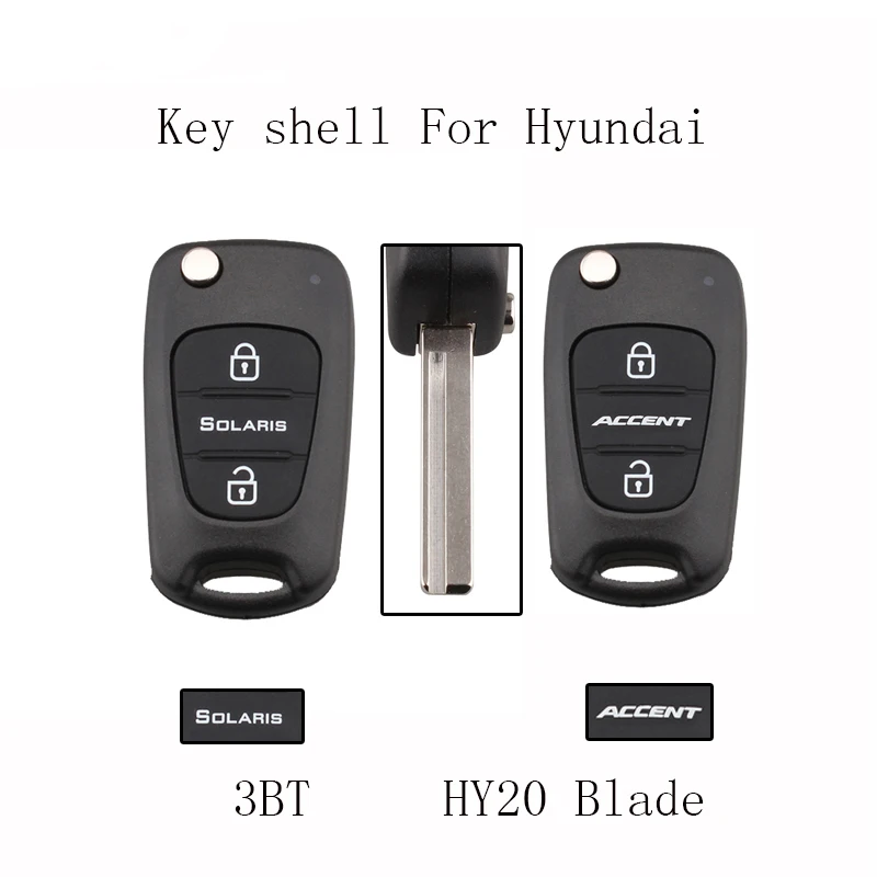 

3Buttons HY20 Blade Car Rmoete Key Shell Fob For Hyundai Solaris For Hyundai Accent 2011 2012 2013 Flip Key Shell Case