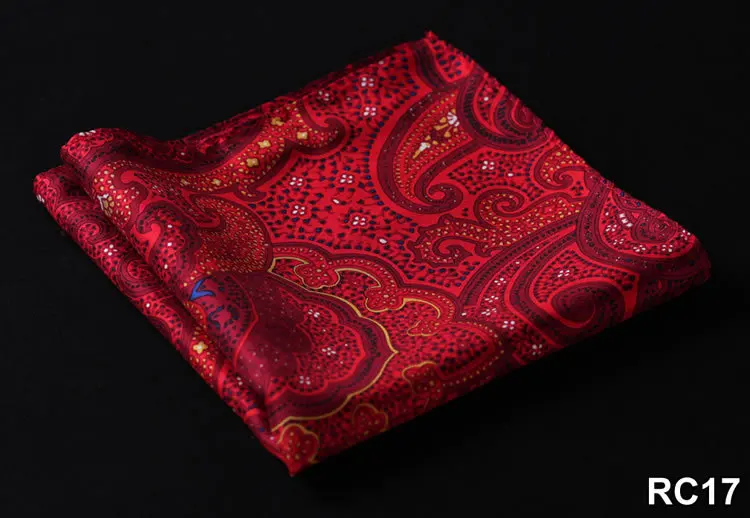 RC горошек Пейсли Цветочный носовой платок с рисунком «Якорь» натуральный шелк сатин мужской носовой платок Модный классический свадебный карман квадратный - Цвет: RC17 Red Yellow