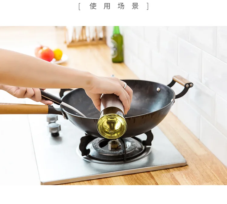 Home Kitchen Glass Oil Pot Creative Stainless Steel Seasoning Bottle Leakproof Soy Sauce Bottle Kitchen Seasoning Set