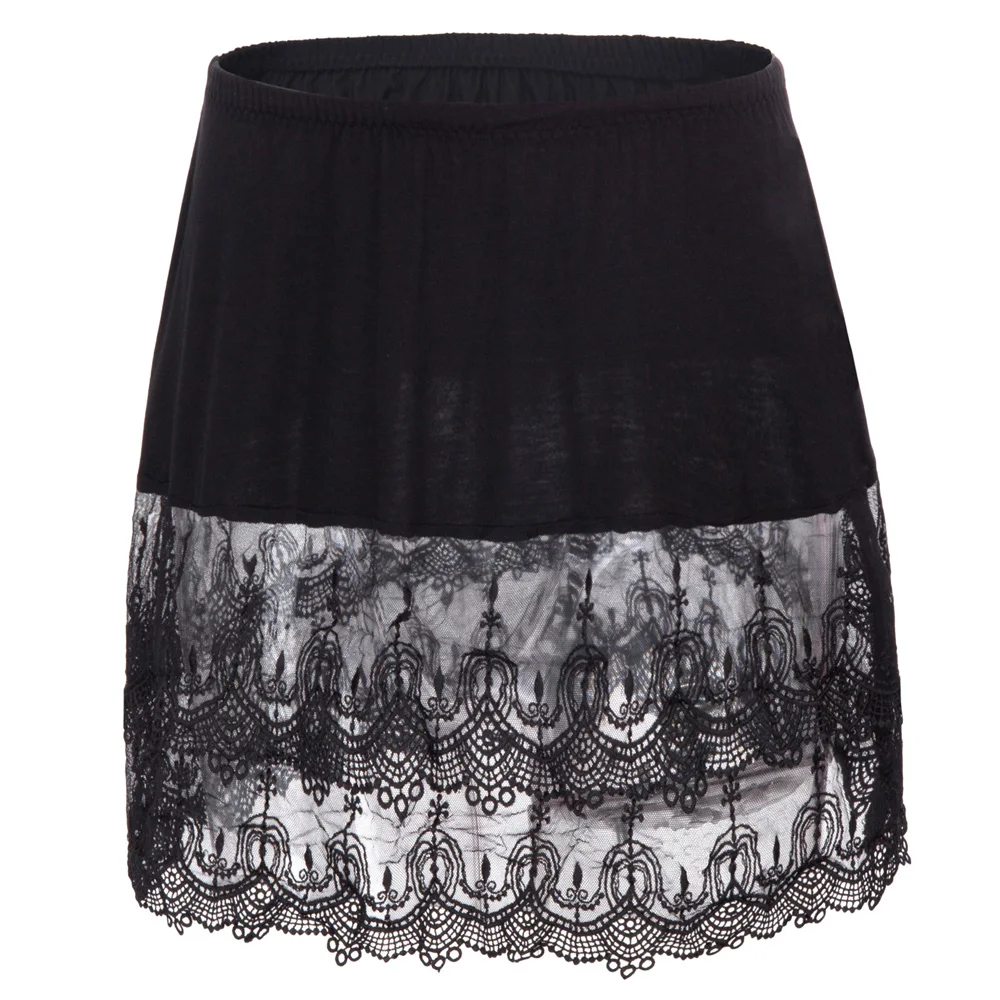 Women Lace Slip Skirt Extender A-line Bridal Floral Underskirt Petticoat Hoops