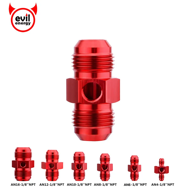 

evil energy Aluminum Fuel Pressure Gauge Adapter -6AN Male to -6AN Male With 1/8" NPT Port AN4 AN6 AN8 AN10 AN12 AN16 Adapter