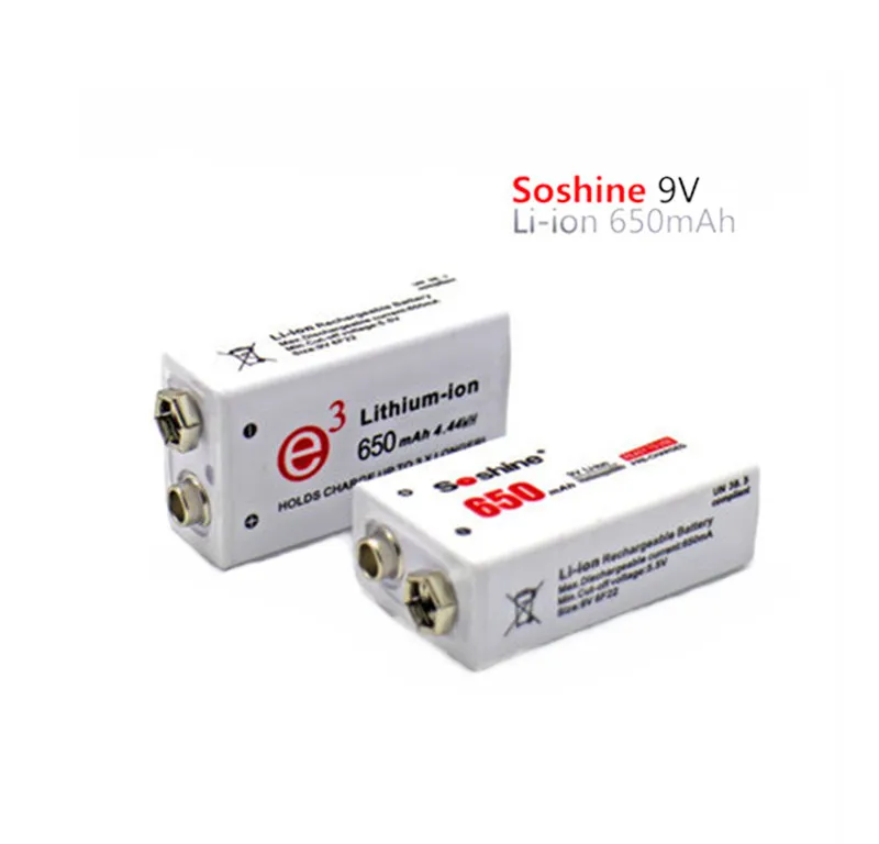 2 шт Soshine 9V 650mah литий-ионная аккумуляторная батарея+ 1 шт Soshine 9V 6F22 интеллектуальное зарядное устройство(EU/US Plug