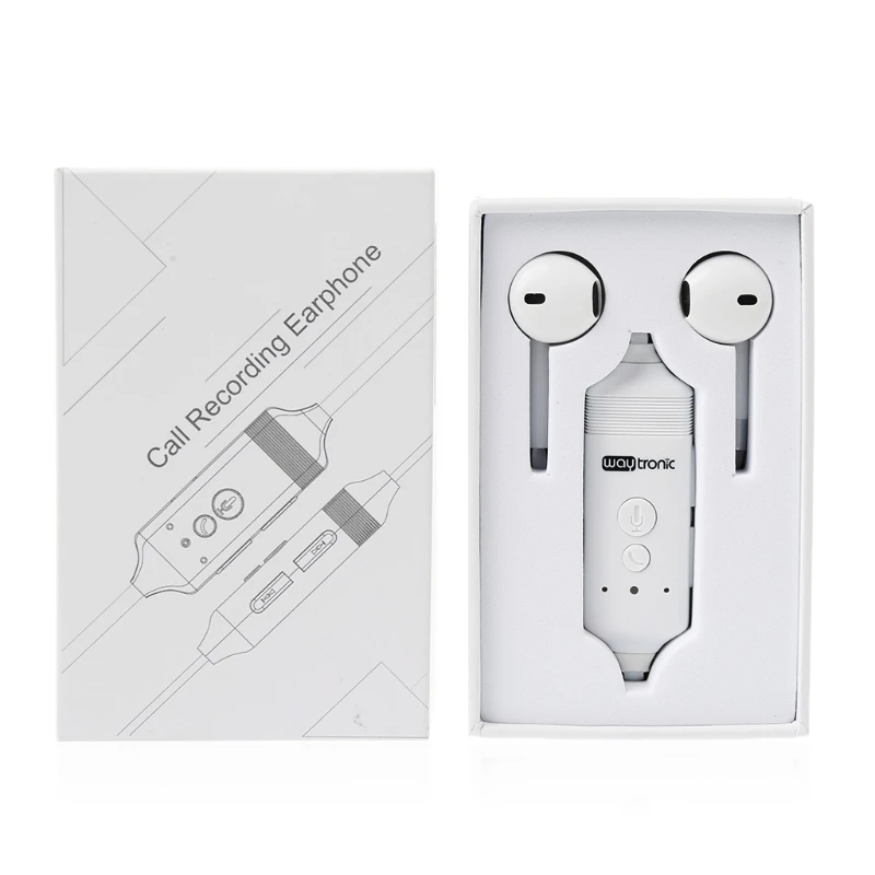 

OOTDTY High Quality Headset Line Control Volume Call Stereo Earphone Call Recorder for iPhone Android Cell Phone Record 512MB