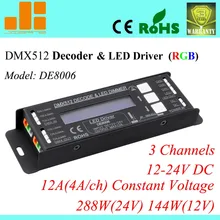 Frete grátis new2013 display lcd dmx decodificador 3ch rgb led controlador de 8006