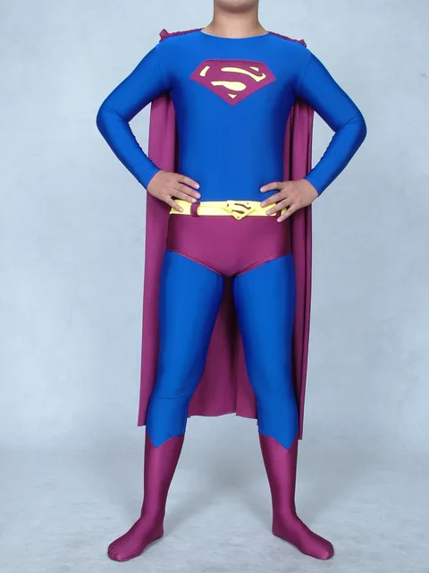 Cosplay Halloween Mens Lycra Spandex Zentai Extra Superman Cos Costume 