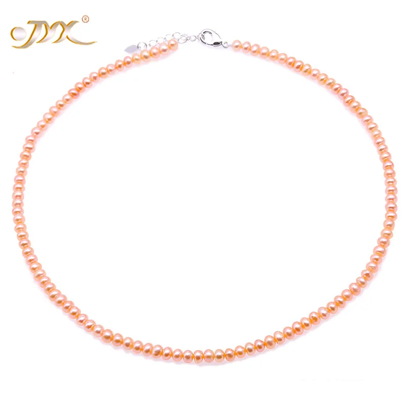 JYX жемчужное ожерелье Чокер белый, розовый, бледно-лиловый натуральный жемчуг ожерелье из пресноводного жемчуга Регулируемая длина 18(4,5-5,5 мм - Цвет камня: Pink