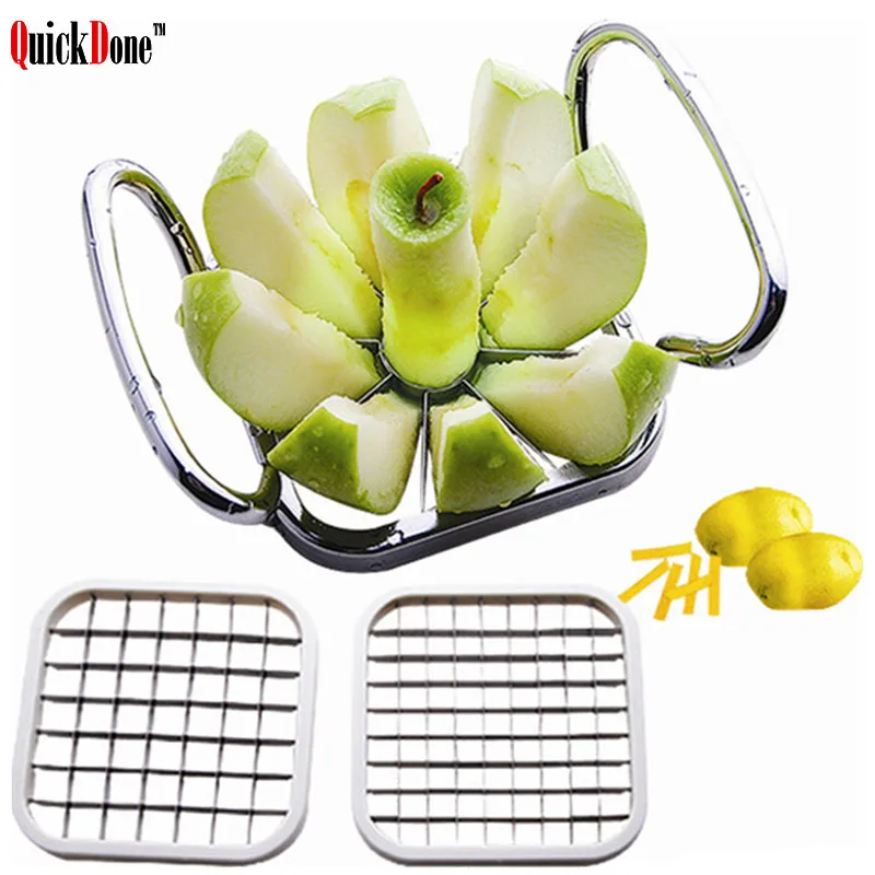 

QuickDone 5Pcs/Set Stainless Steel Fruit Slicer Vegetable Cutter Apple Potato Chips Manual Shredders Kitchen Gadget AKC6234