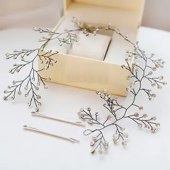 

Snowflake Style Handmade Headband Rhinestone Plant Unique Wedding Hairband Jewelry Beaded Ornament Accessory, Item NO.: XL015
