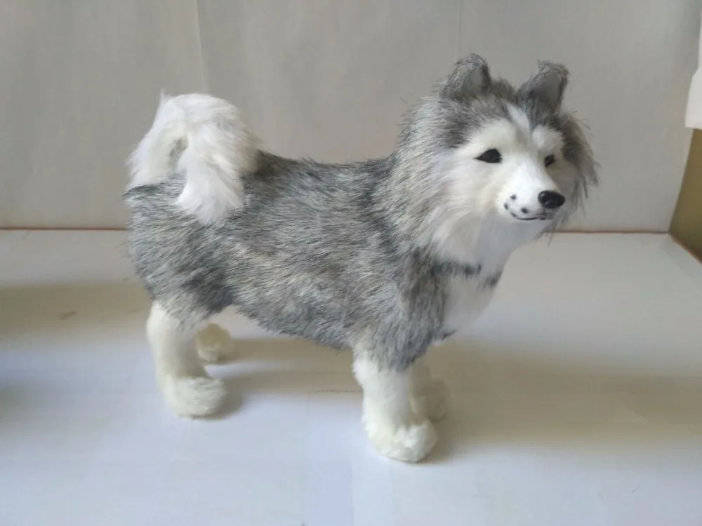 

large 24x8x20cm polyethylene&faux furs dog simulation husky dog model prop,handicraft,home decoration toy d2820