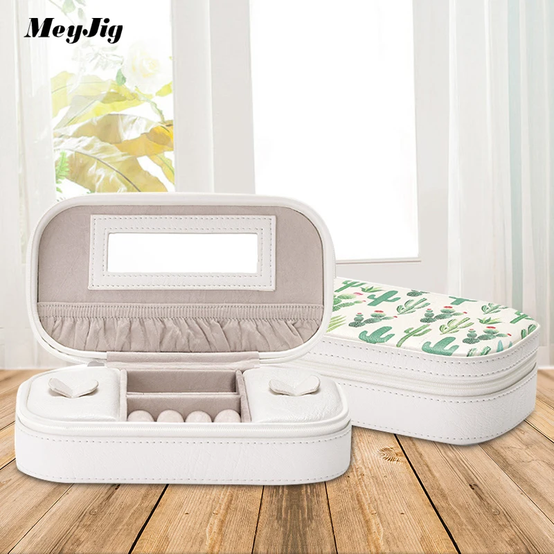 Portable Travel Jewelry Storage Box Leather Jewelry Box Organizer Ear