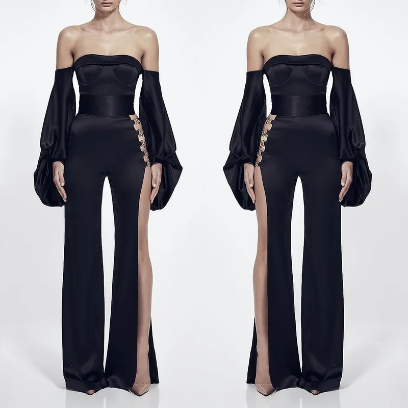 High Quality Black Off The Shoulder Long Sleeve Fashion Boot Cut