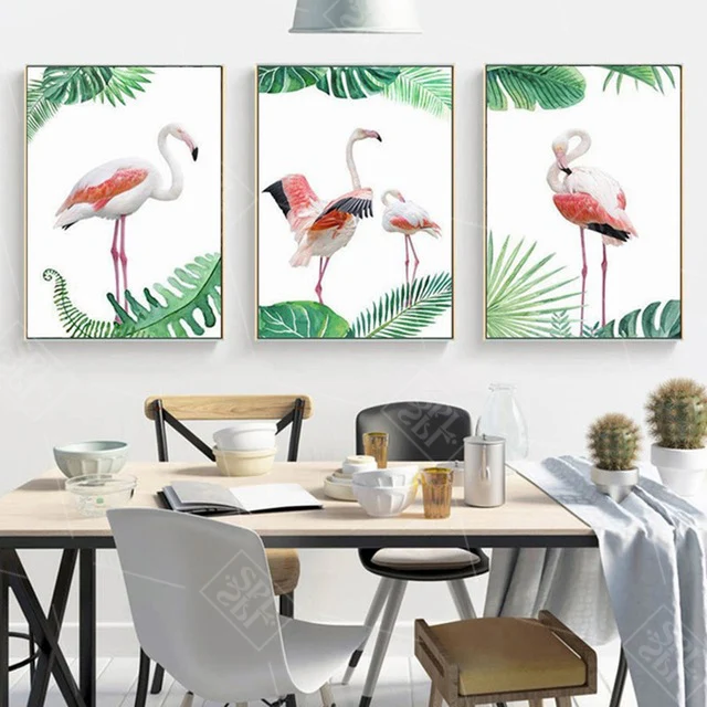 Nordic Tropical Flamingo Canvas Print Poster Living Room Picture Wall Home Decor 