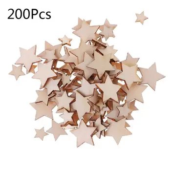 

200pcs Laser Cut Wood Star Embellishment Wooden Shape Craft Wedding Decor DIY Craft