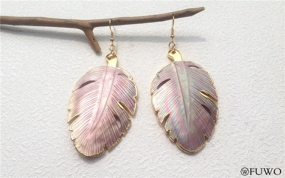 Exaggerated Big Leaves Shell Earrings 11