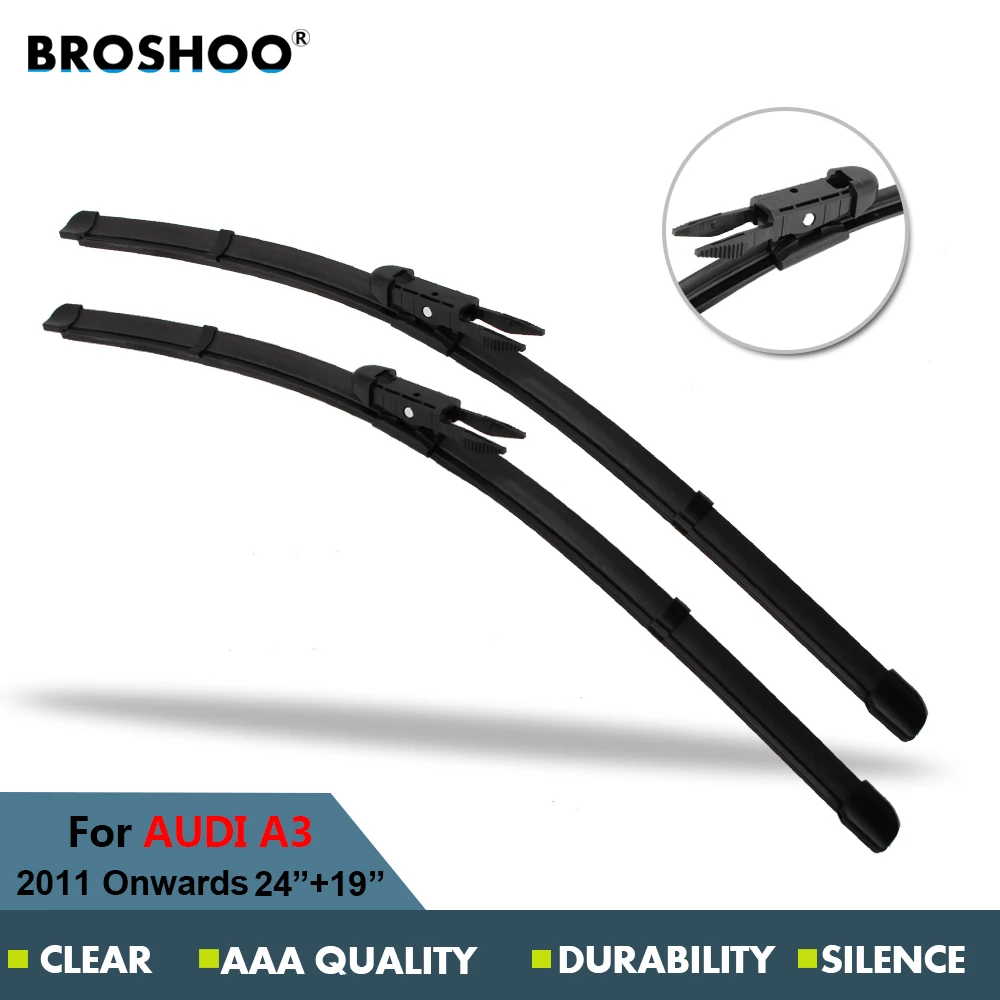 BROSHOO Car Windscreen Wipers Blade For Audi A3,24+19 Inch Soft Rubber