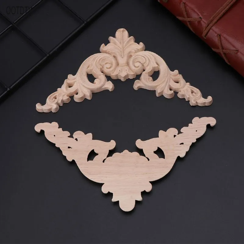 Applique en Bois Sculpté, Ornement d'Armoire de Bricolage, Appliques de Meubles en Bois, Appliques Décoratives en Bois de Porte, Fleur en Bois Non Peinte, pour Meubles d'Ornement