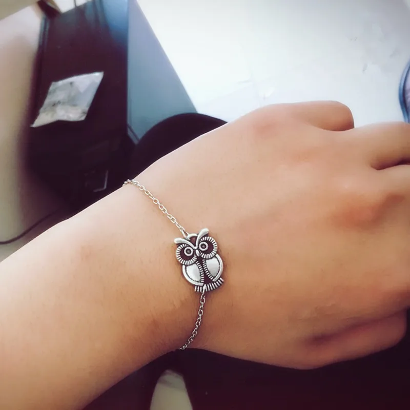 

Charm Bracelets For Men Retro Women's Jewelry Wives Peace Link Heart owl Bracelet Chain Bracelet Valentine's Day Gift