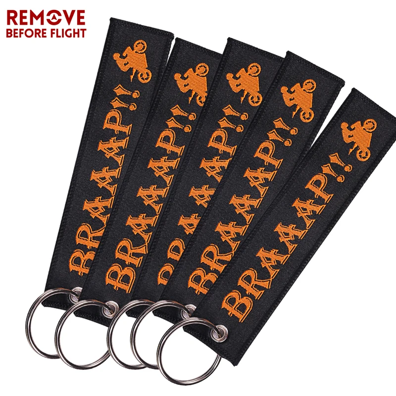 

5PCS Motorcycle keychains for Keys llaveros READY TO RACE Key Rings for Biker Fobs Car Key Chain Embroidery BRAAAP Accessories