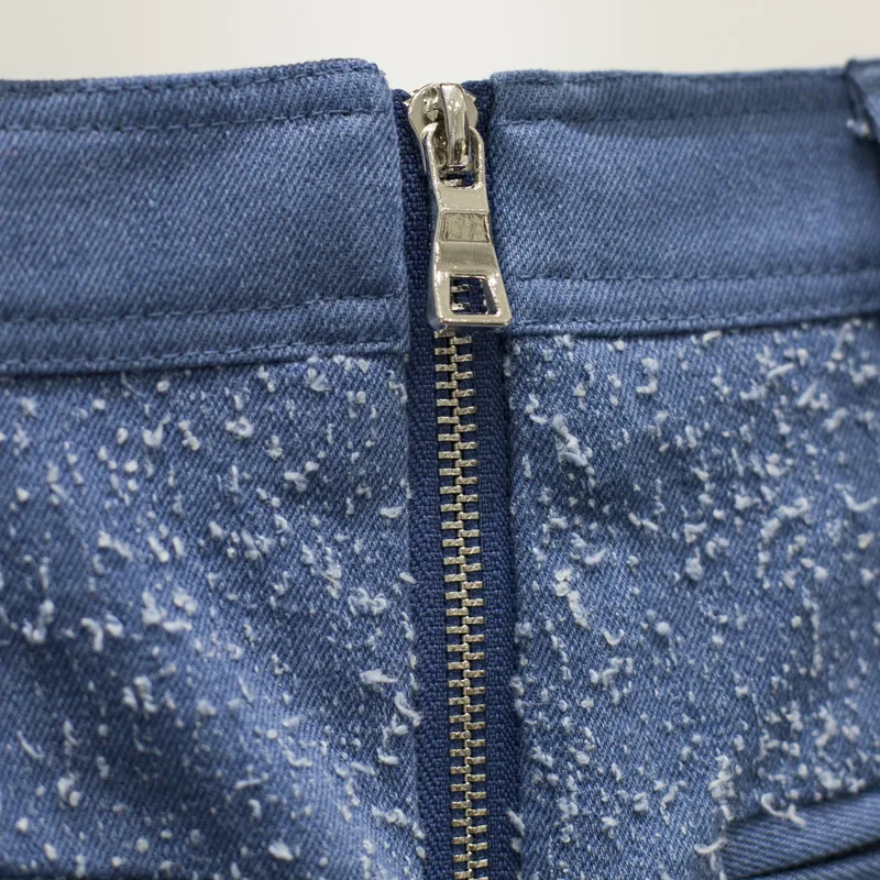 Bodycon As Jeans Oficina Mujeres Shown Falda longitud Casual Sólido Midi Denim Sexy Recta Lápiz Rodilla Botón dwqxfq