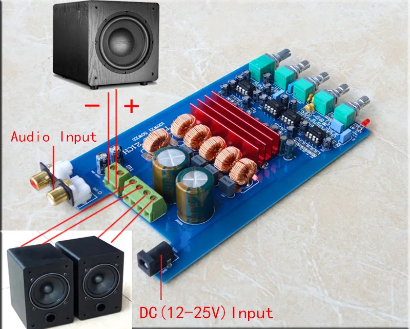 WEILIANG аудио DP1 TPA3116 2,1 класс D Мини цифровой усилитель мощности bluetooth 5,0 выходная мощность 50 Вт* 2+ 100 Вт